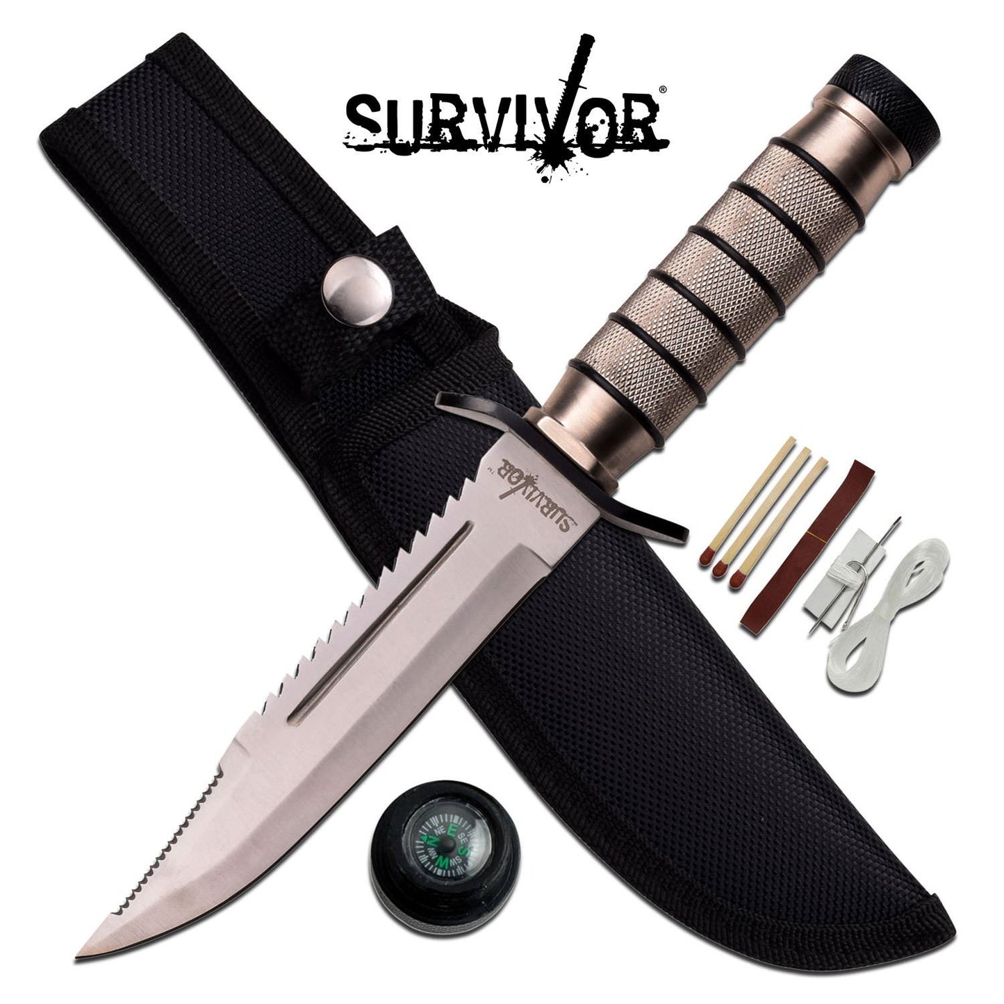 9.5" Survival Combat Tactical Hunting Knife with Kit