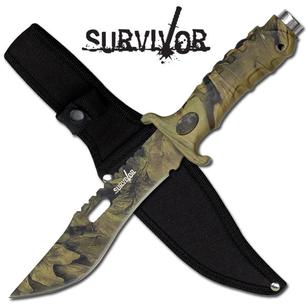 9.5" Fall Real Tree Camo Hunting Knife With Sheath