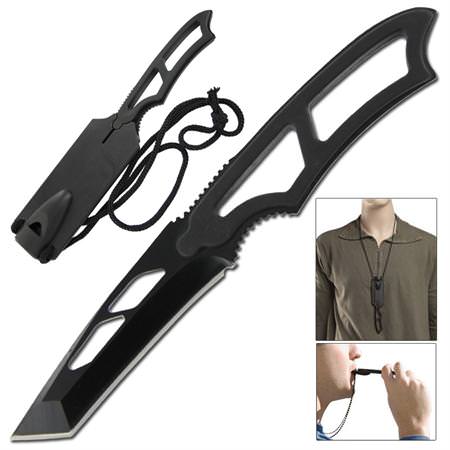 Tactical Warrior Tanto Full Tang Emergency Neck Knife - TOPHATTER'S ARMORY DEALS