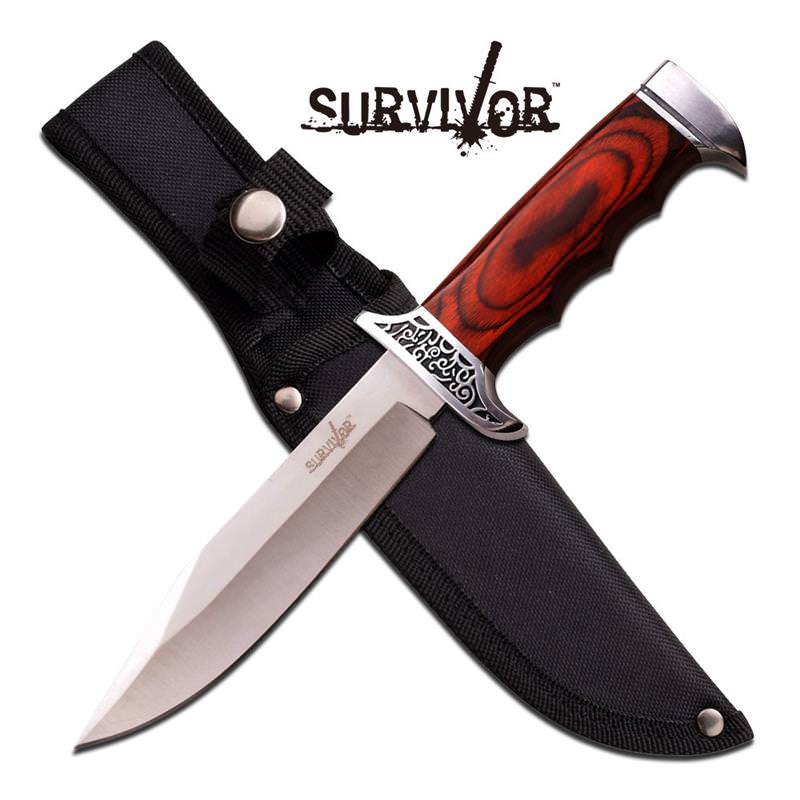 Survival Brown Wood Handle Straight FIXED Blade Hunting Bowie Knife - TOPHATTER'S ARMORY DEALS
