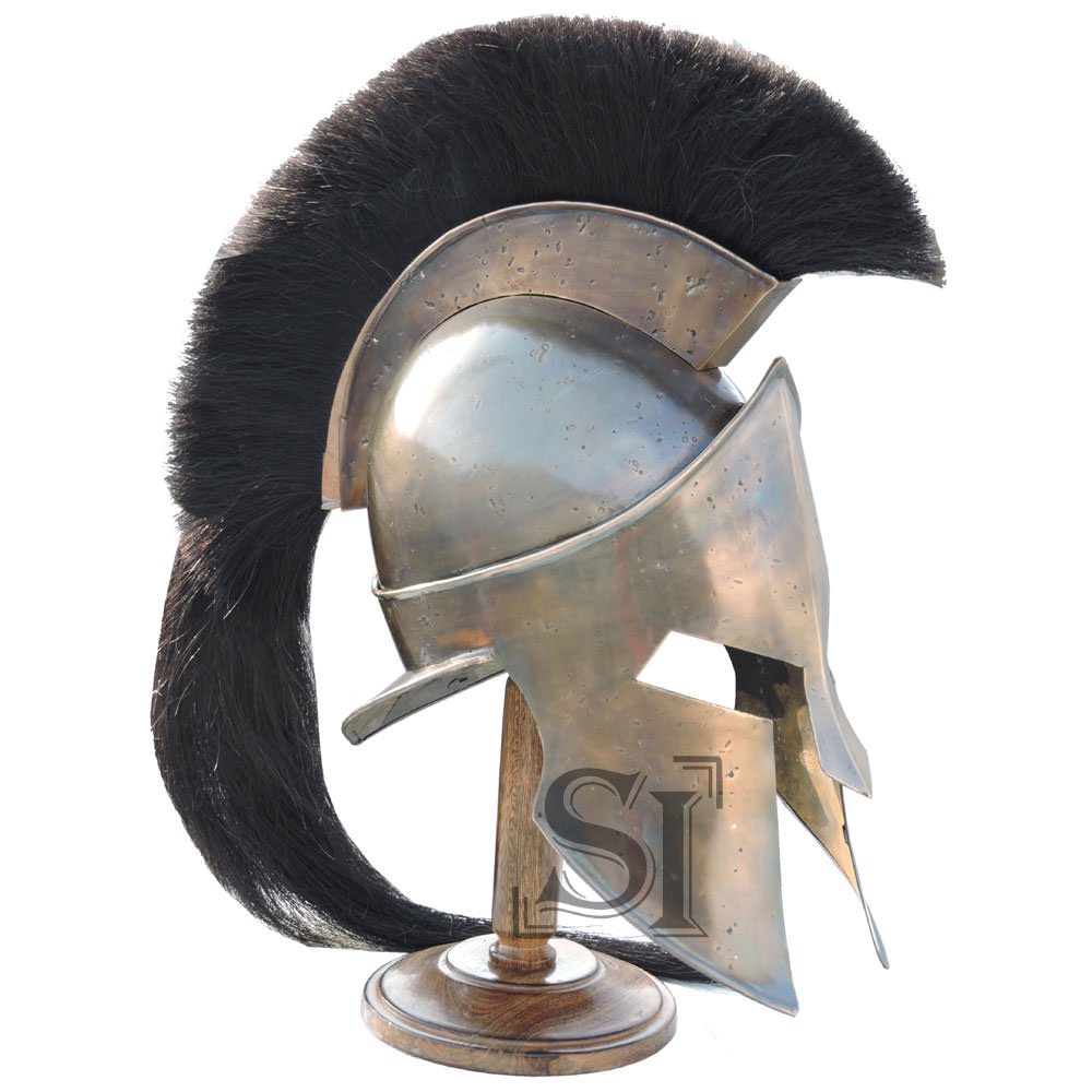 Antique Medieval Greek Armor Spartan Helmet With Stand