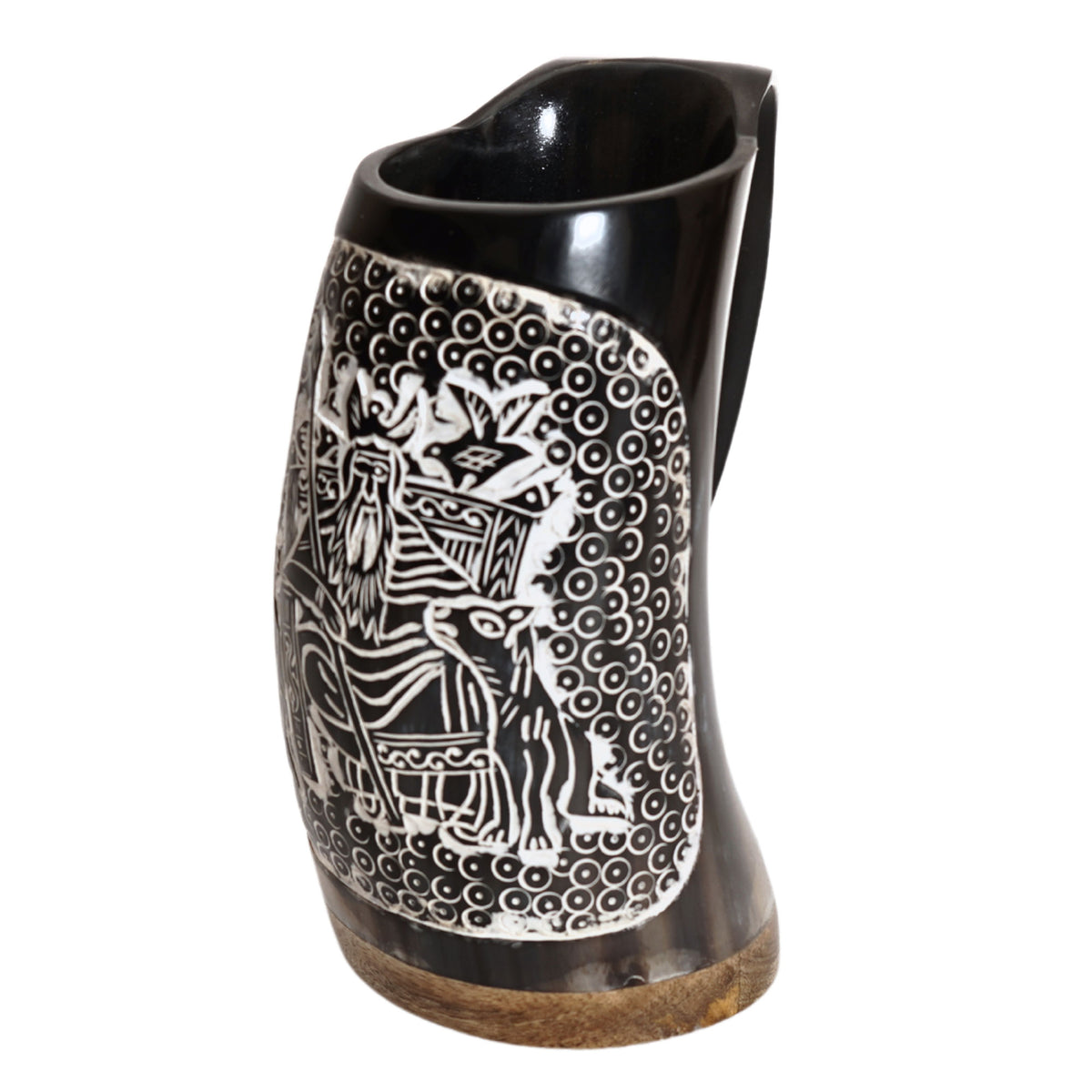 Odins Mug - Hand Carved Viking Drinking Horn Mug - TOPHATTER'S ARMORY DEALS