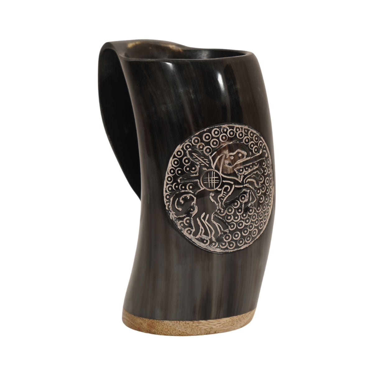 Viking Warrior Hand Engraved Horn Mug Tankard - TOPHATTER'S ARMORY DEALS