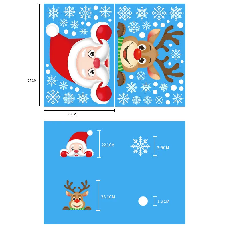 Joyful Christmas Glass Stickers: Festive Home Decor Ornaments