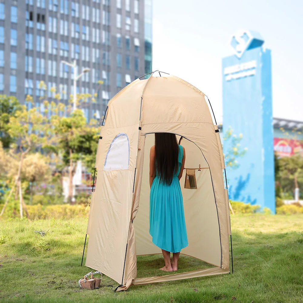 Portable Outdoor Privacy Tent Pop-Up Shower And Toilet Shelter Khaki