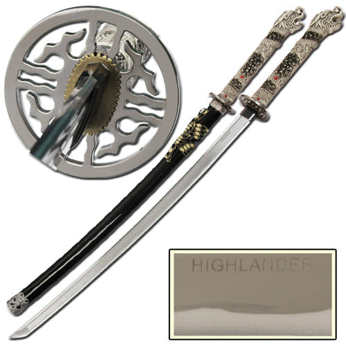 Highlander Black Open Mouth 1045 Carbon Steel Katana Sword