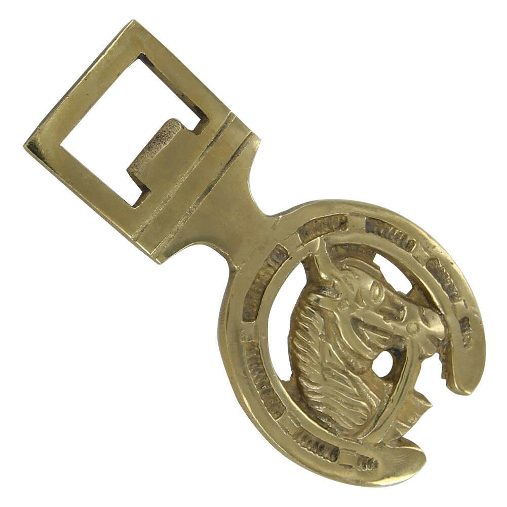 Brass Bottle Opener Horse Head Horseshoe Pattern Unique Collectible Functional
