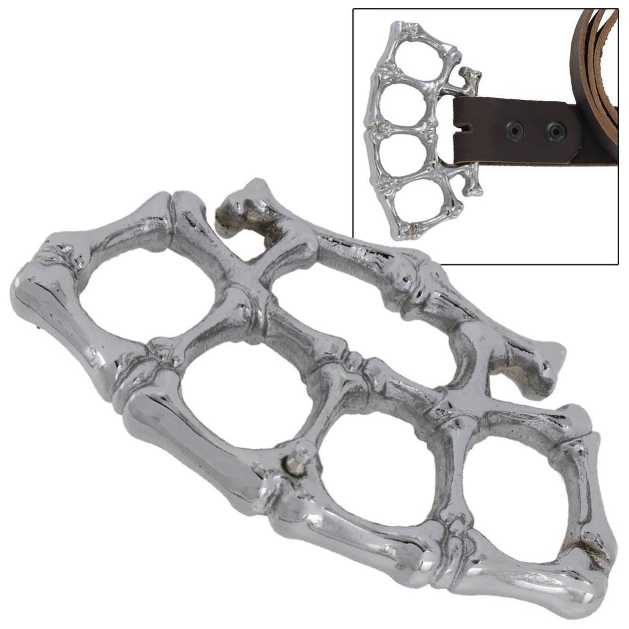 Aluminum Bone Finger Hand Belt Buckle Paperweight Silver