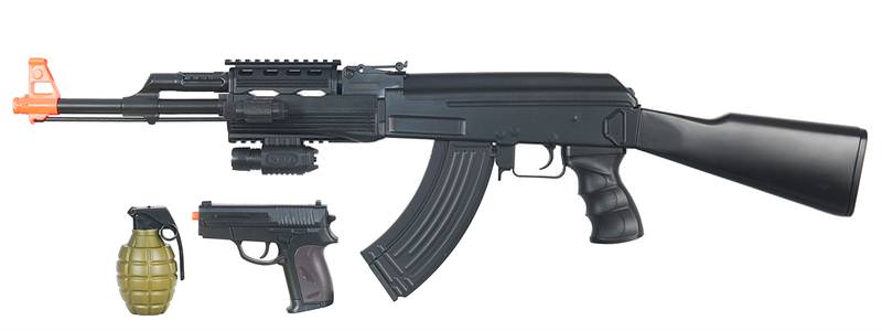 AK47B FPS-200 Electric Assault Rifle with P618 FPS-120 Spring Pistol Airsoft Gun Kit - TOPHATTER'S ARMORY DEALS