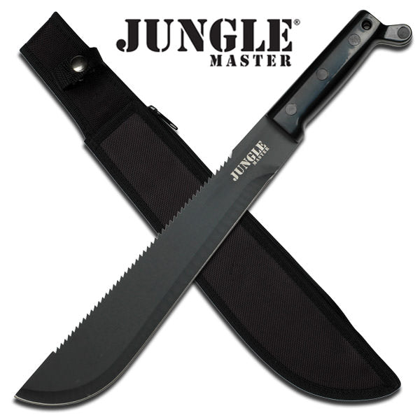 Jungle Master Hand Forged Heavy Duty Fat Black Saw Back Machete