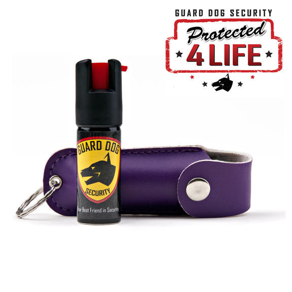 Purple Personal Defense Pepper Spray OC-18 1/2 oz - Leather Case - TOPHATTER'S ARMORY DEALS
