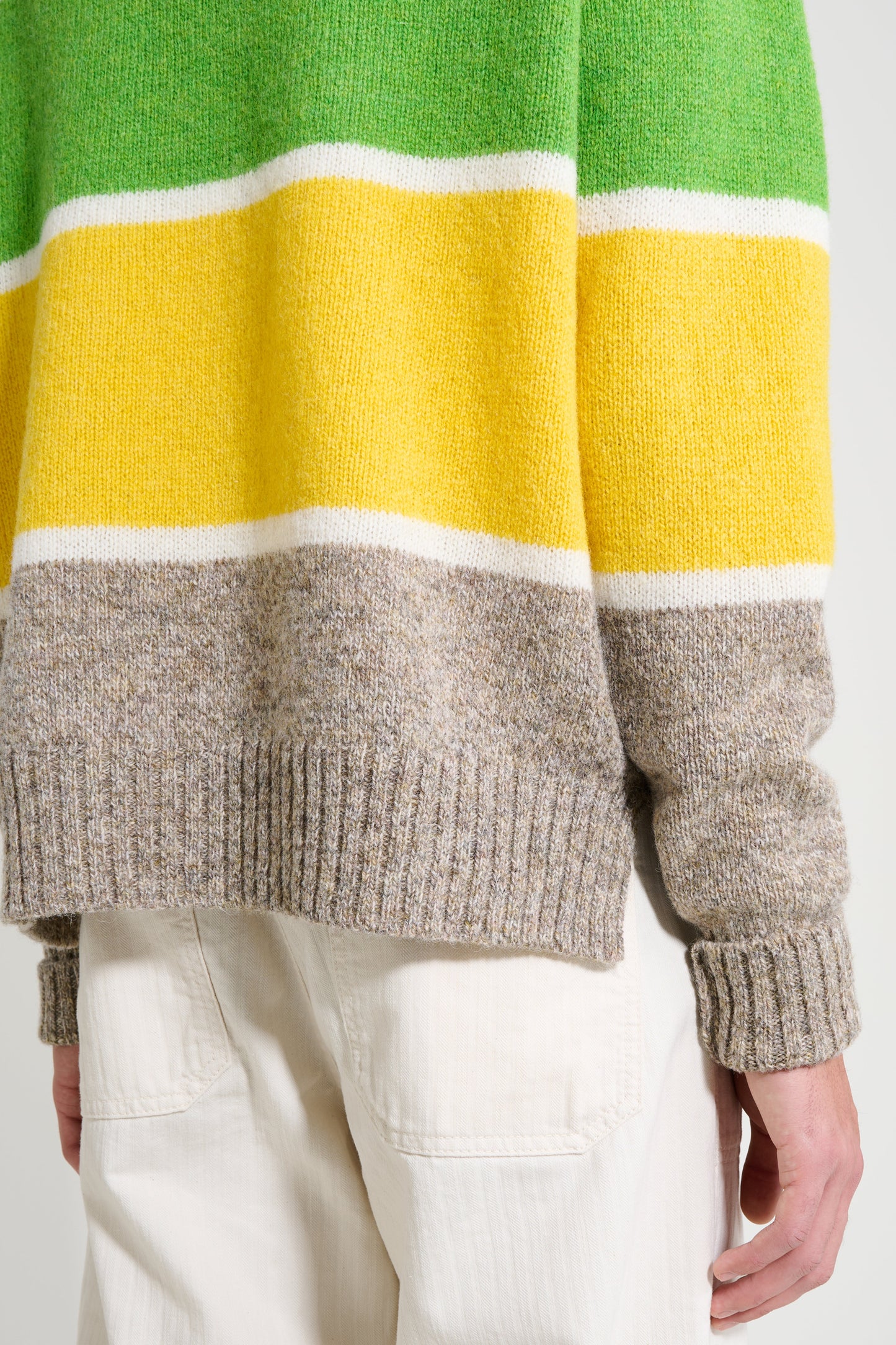 JW Anderson Stripe Crew Neck Jumper Beige Melange