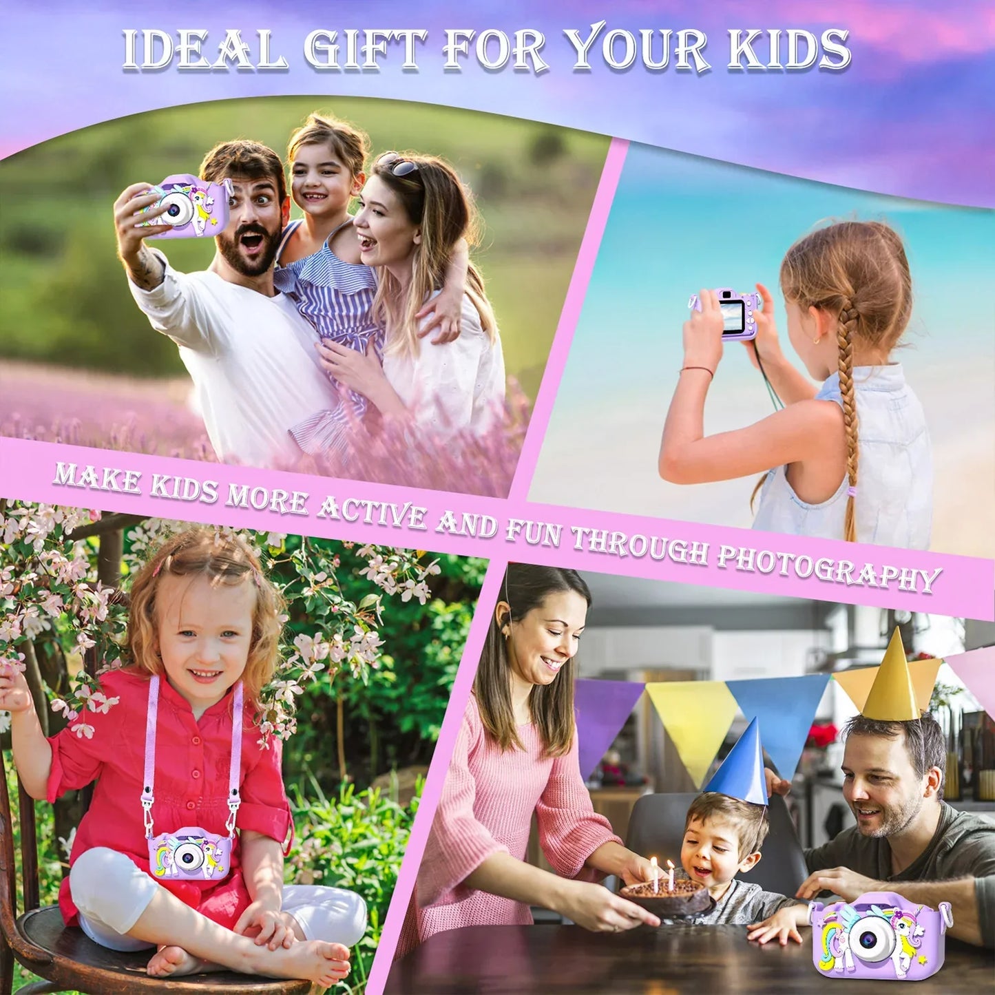 Kids Mini Camera Unicorn 1080P HD 2-Inch Screen
