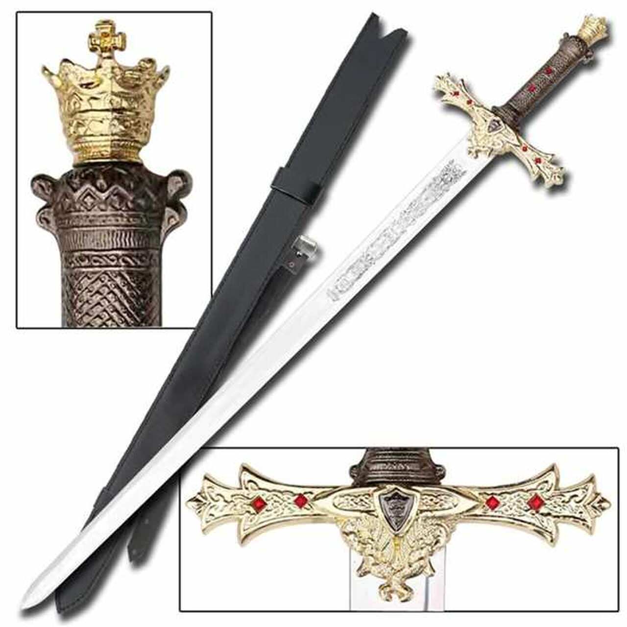 King Arthur's Excalibur Sword Gold Medieval Knight Replica