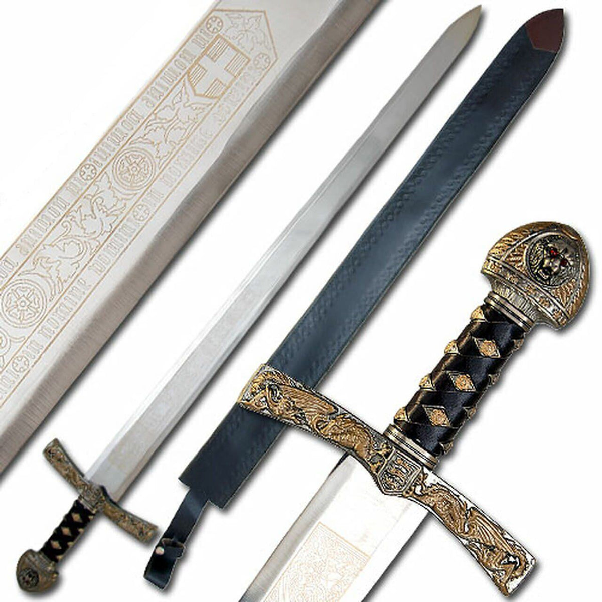 King Richard the Lionheart Sword Lion Crested Medieval Ceremonial Longsword - TOPHATTER'S ARMORY DEALS