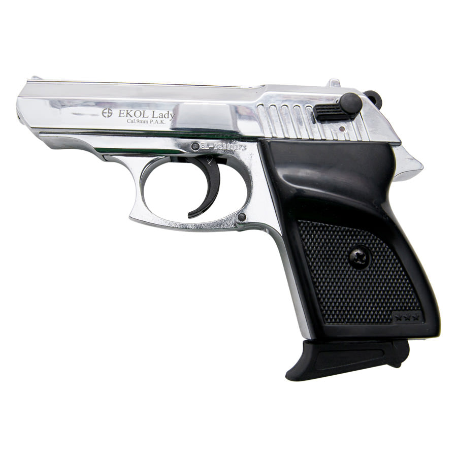 Combat Semi Automatic Blank Firing Pistol Chrome Finish - TOPHATTER'S ARMORY DEALS