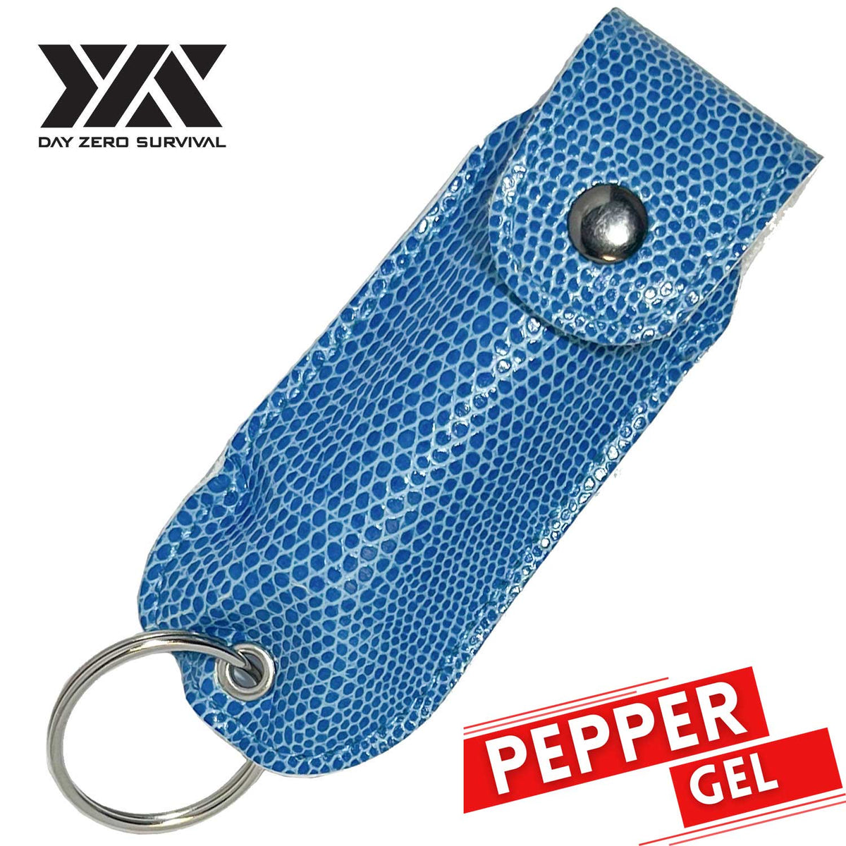 DZS Tactical Defense Pepper Gel - Blue Snake Skin Pattern Leather Case - TOPHATTER'S ARMORY DEALS