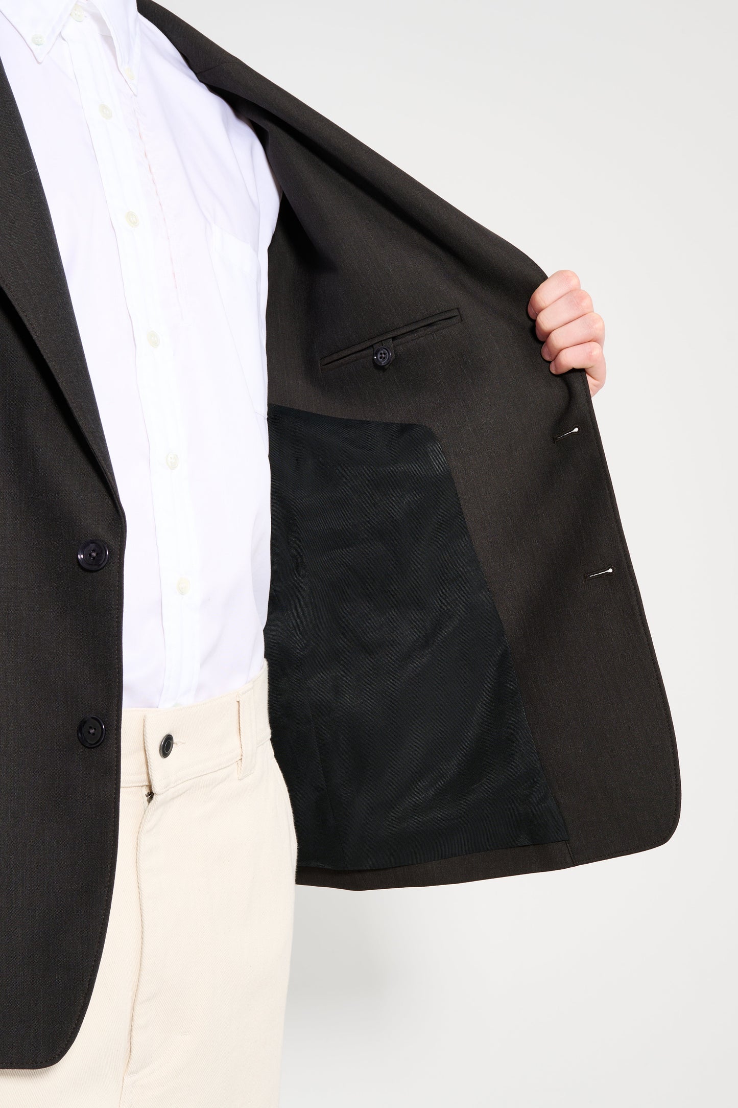 Lemaire Tailored SB Jacket Dark Espresso Melange