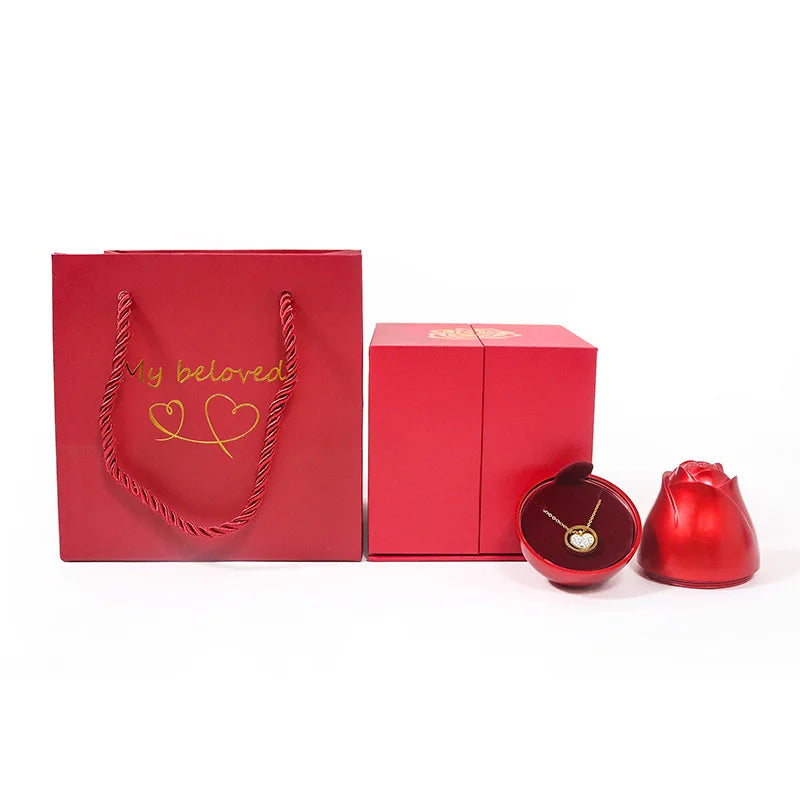 Lifting Rose Gift Box Jewelry Display for Women