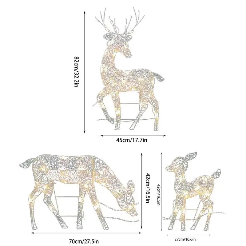 Lighted Christmas Deer Reindeer Family with LED Lights