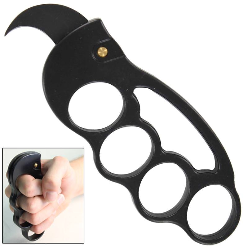 Liver Shot Automatic Brass Knuckle Karambit Knife