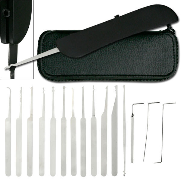 15 Piece Lockpick Set with Leather Pouch
