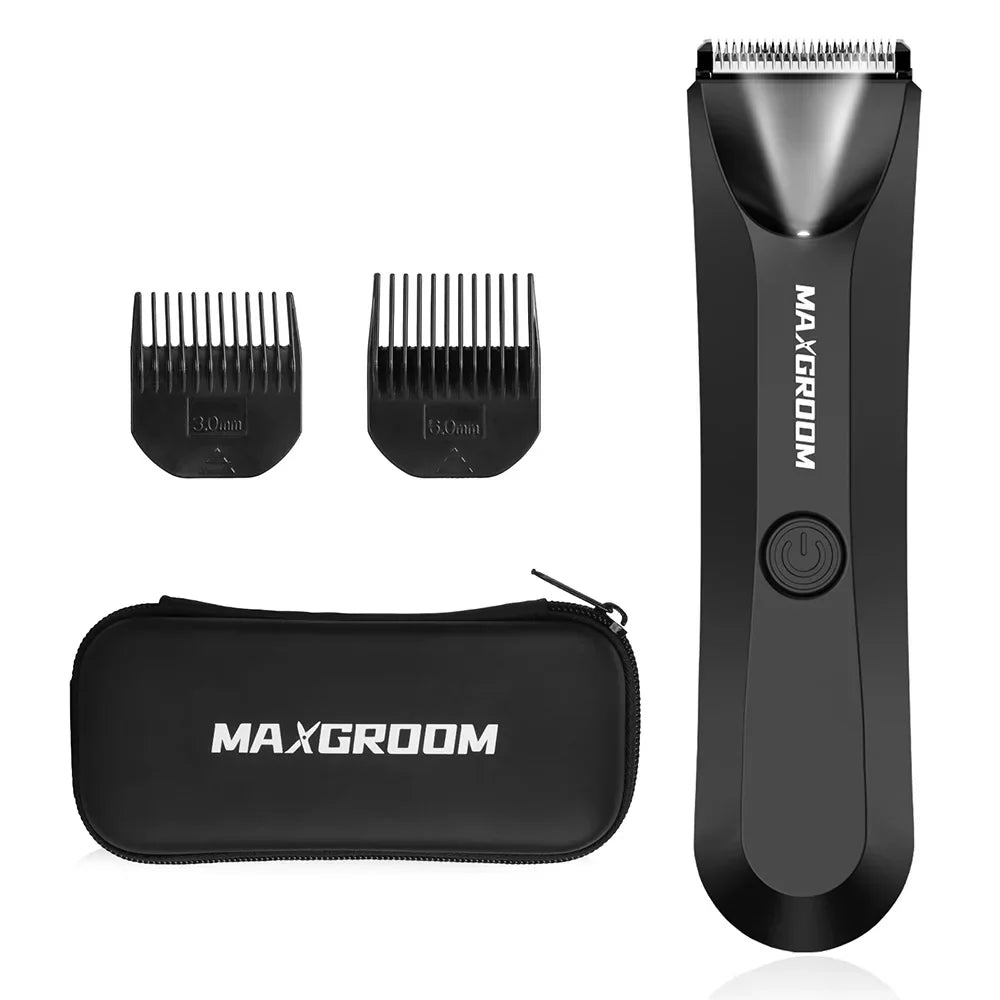 Waterproof Body Hair Trimmer SkinSafe Ceramic Blade Black