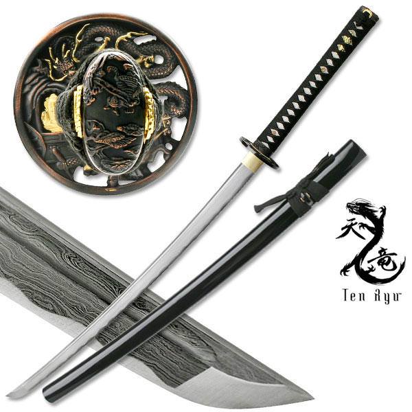 Masahiro Ancient Warrior Folded Damascus Blade Katana - TOPHATTER'S ARMORY DEALS
