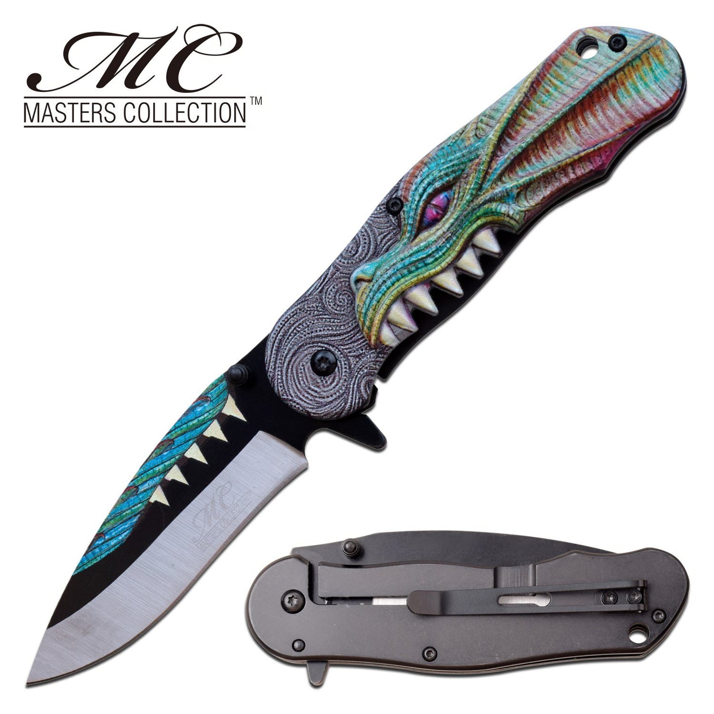 8" Rainbow Dragon Tactical Thrones Spring-Assist Folding Pocket Knife