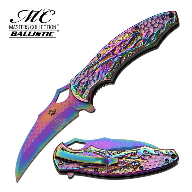 Rainbow Dragon Claw Titanium Blade Tactical Spring Assist Pocket Knife - TOPHATTER'S ARMORY DEALS