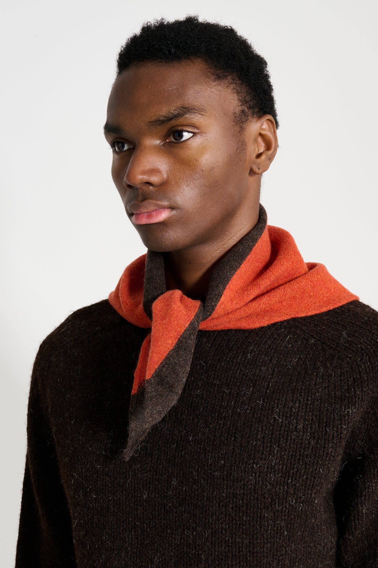 Margaret Howell MHL Tipped Scout Scarf Lambswool Ember / Cocoa