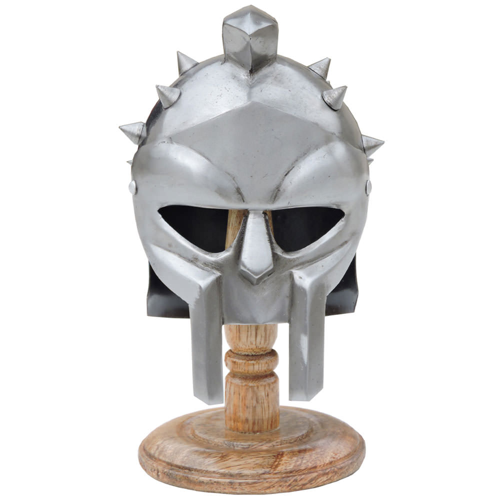 Miniature Roman Gladiator Helmet With Spikes Includes Display Stand