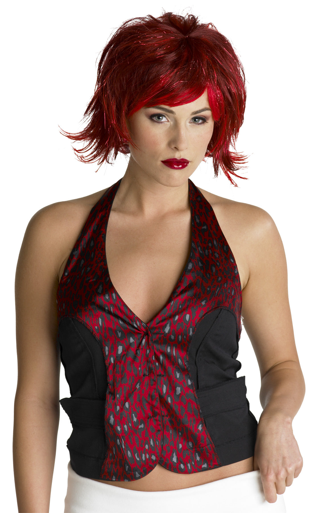 Razor Pixie Burgundy & Red Wig