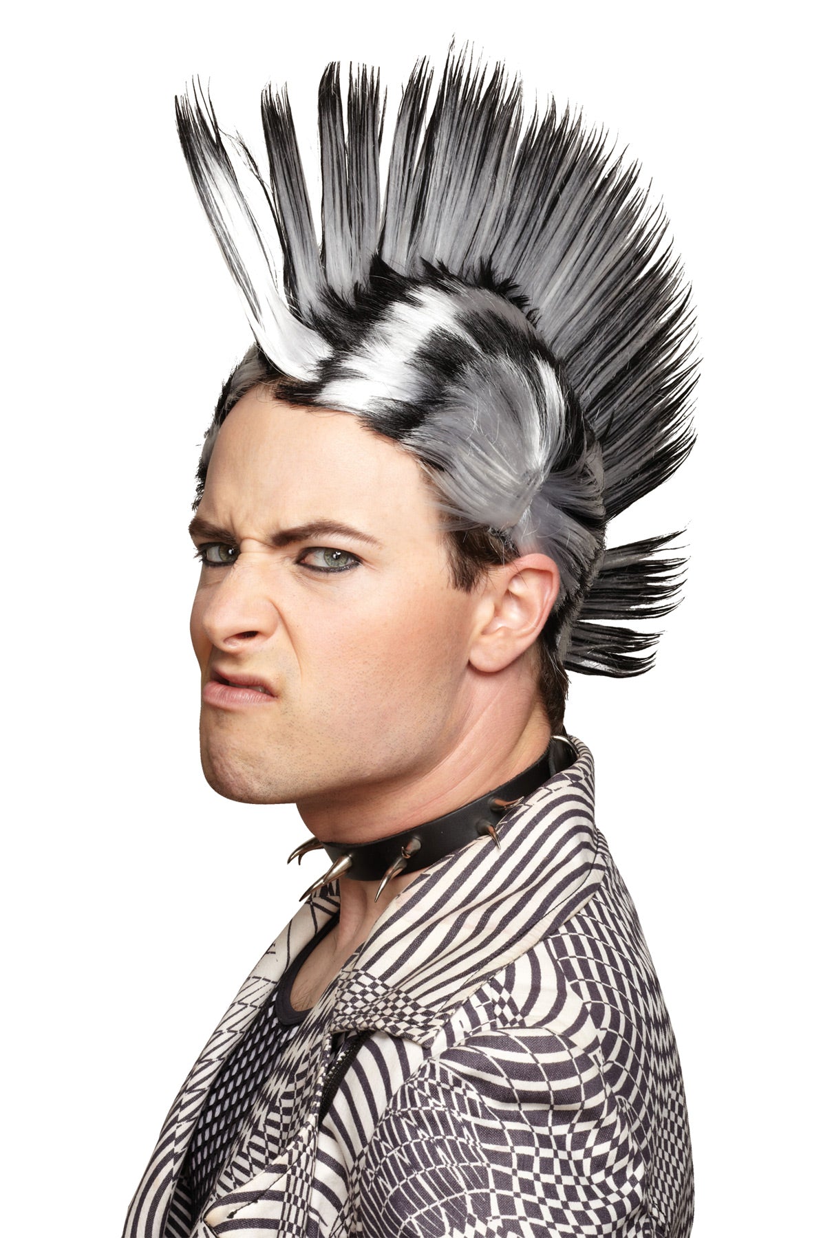 Mohawk Black & White Wig