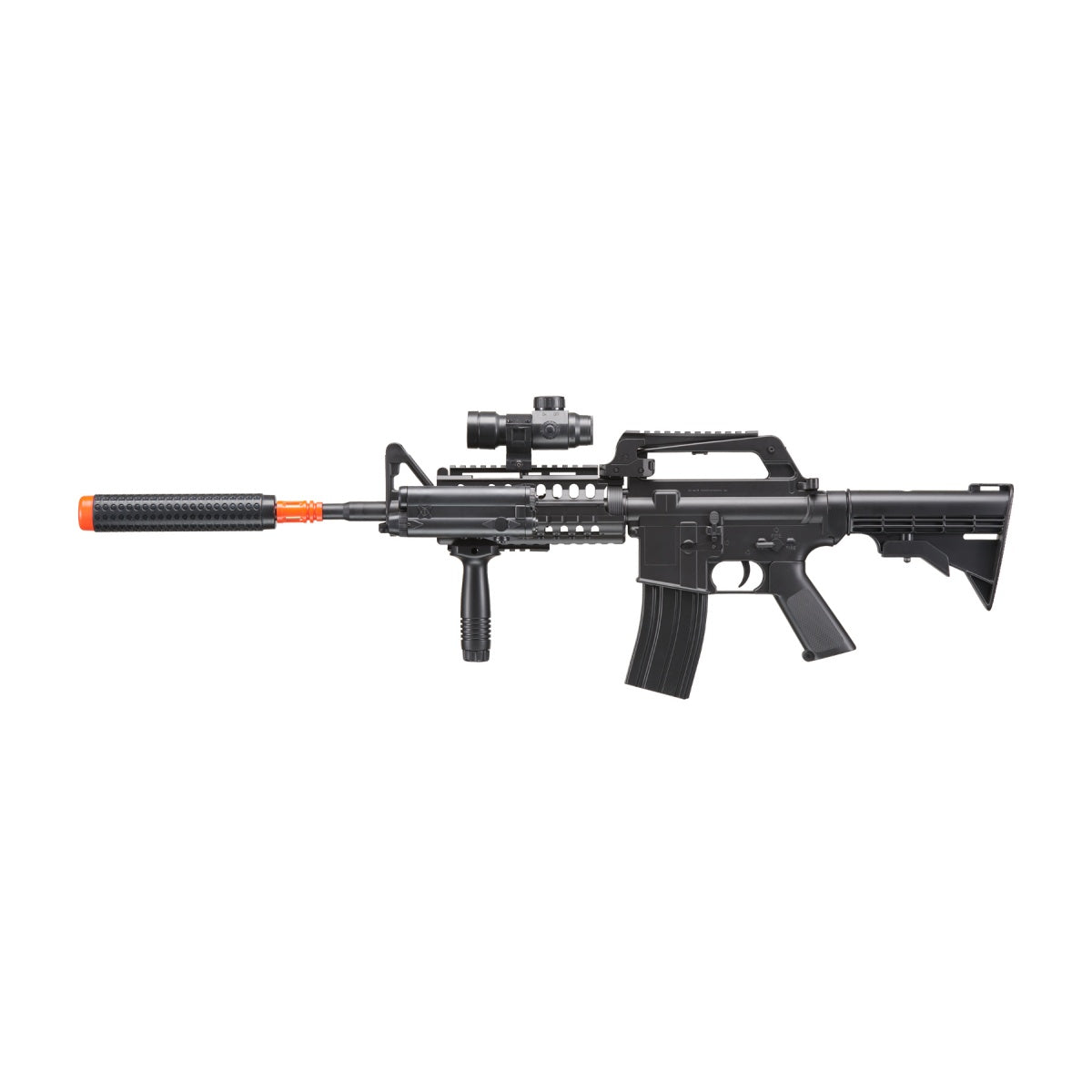 M4 S-System TacSpec Spring Airsoft Rifle with Red Dot Scope, Flashlight, and Foregrip - TOPHATTER'S ARMORY DEALS