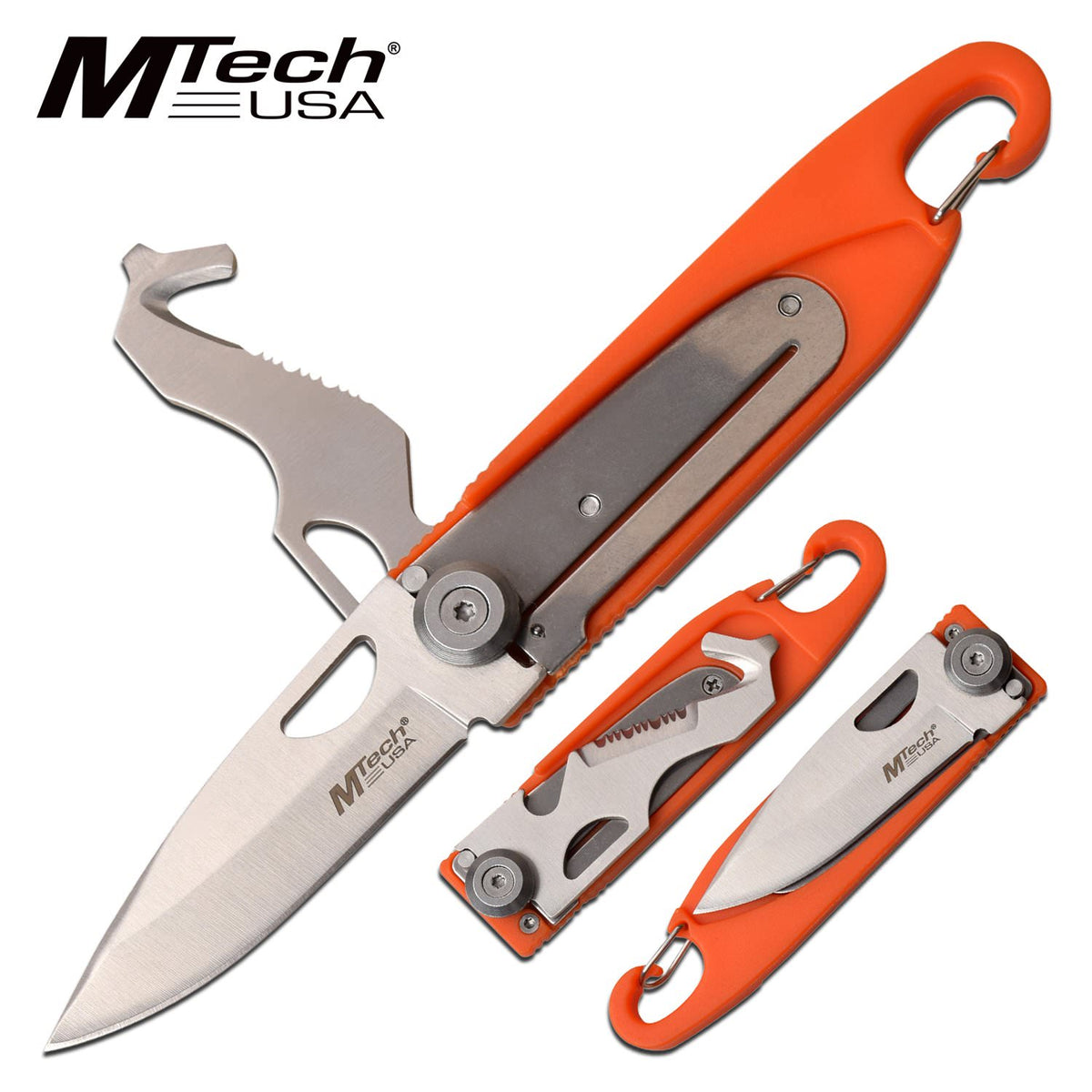 Mtech Multipurpose EDC Folding Pocket Knife Nylon Fiber Handle Orange - TOPHATTER'S ARMORY DEALS