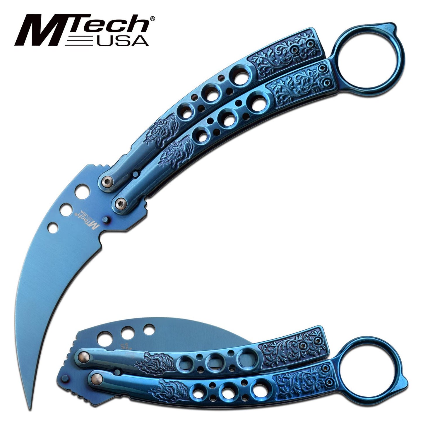 Butterfly Trainer 4 Inch Blue Hawkbill Blade Balisong Knife
