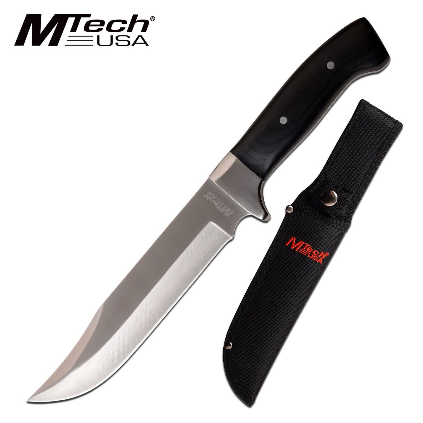 Mtech 12" Fixed Blade Hunting Knife Black Pakkawood Handle