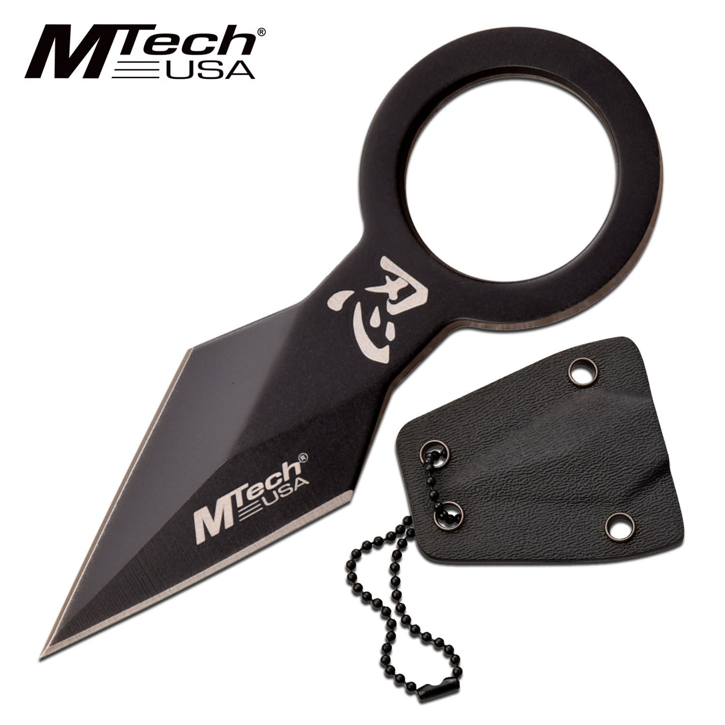 Mtech 3.75 Inch Ring Neck Knife Black