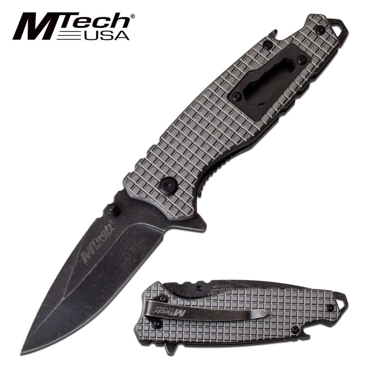 Mtech Grey Multi-Tool Tactical EDC Bottle Opener Spring-Assist Folding Knife - TOPHATTER'S ARMORY DEALS