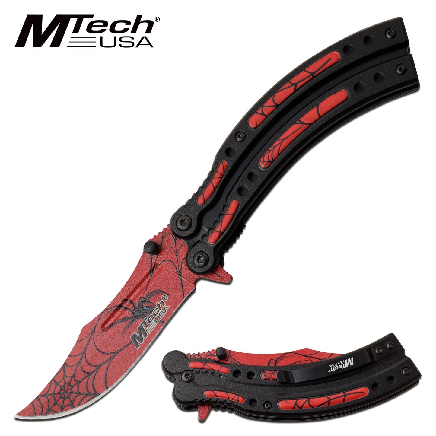 Mtech Pocket Knife Spring Assisted Knife Black Widow Spider Blade