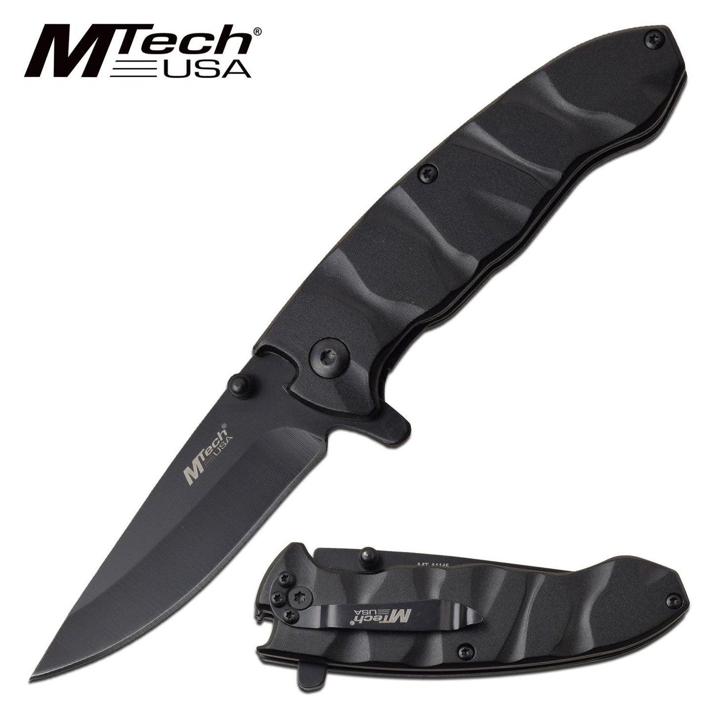 MTech 4" Blade Linerlock Black EDC Spring-Assist Folding Pocket Knife