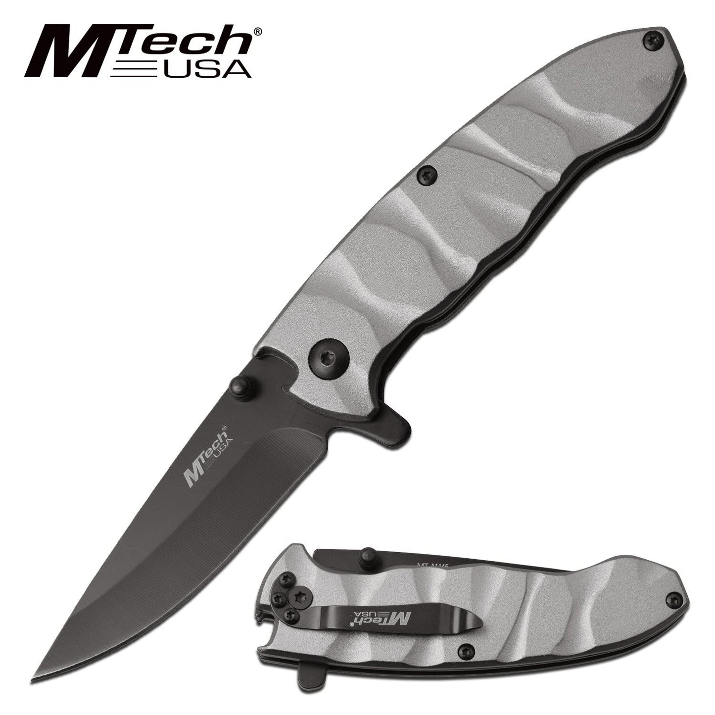 MTech 4" Blade Linerlock Grey EDC Spring-Assist Folding Pocket Knife