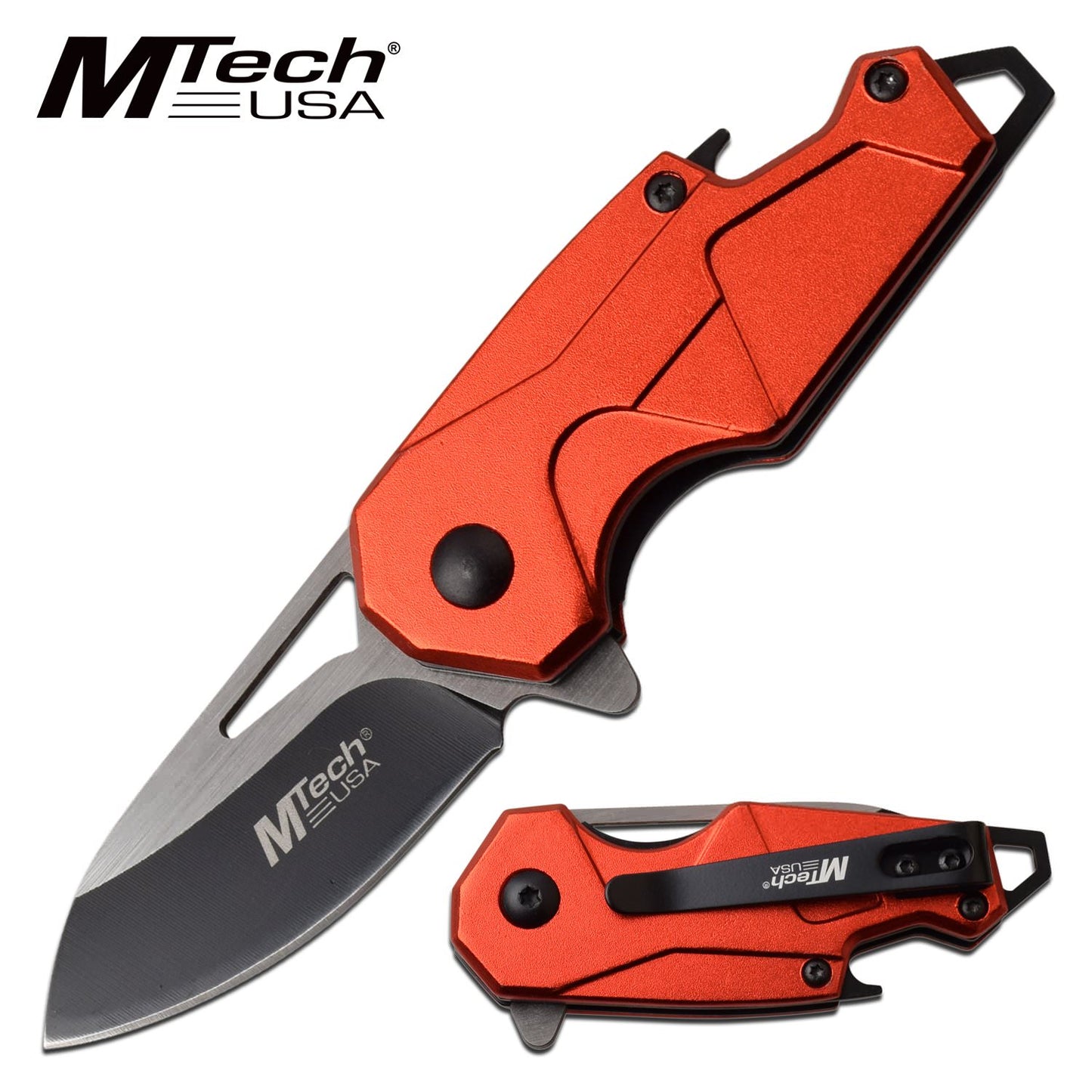 Spring Assist Folding Knife MTech Mini 2" Blade EDC Bottle Opener Red