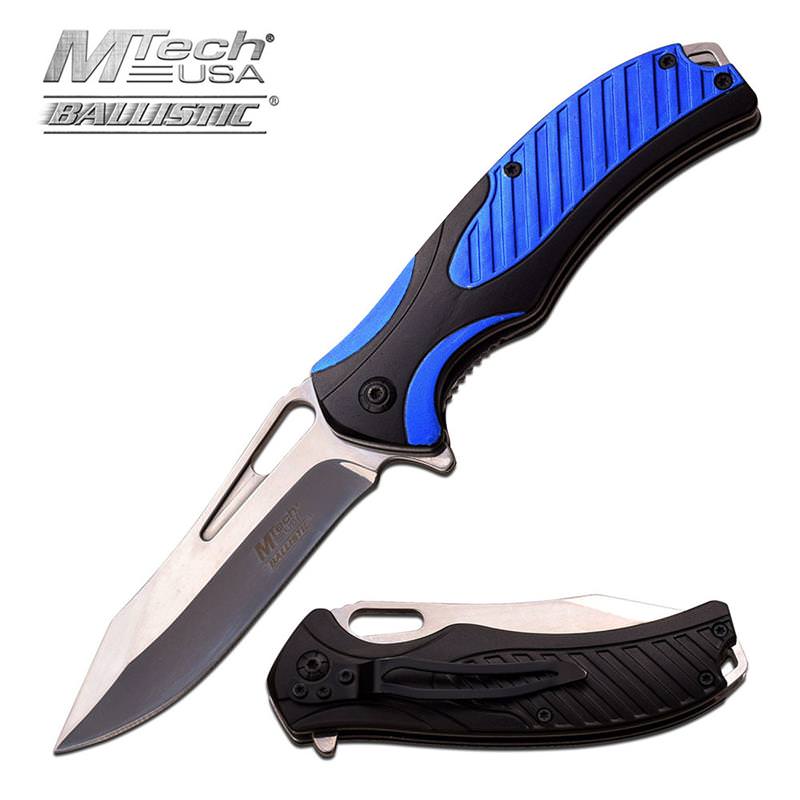MTech USA Ballistic Mirror Blade Spring Assist Knife Black Blue - TOPHATTER'S ARMORY DEALS