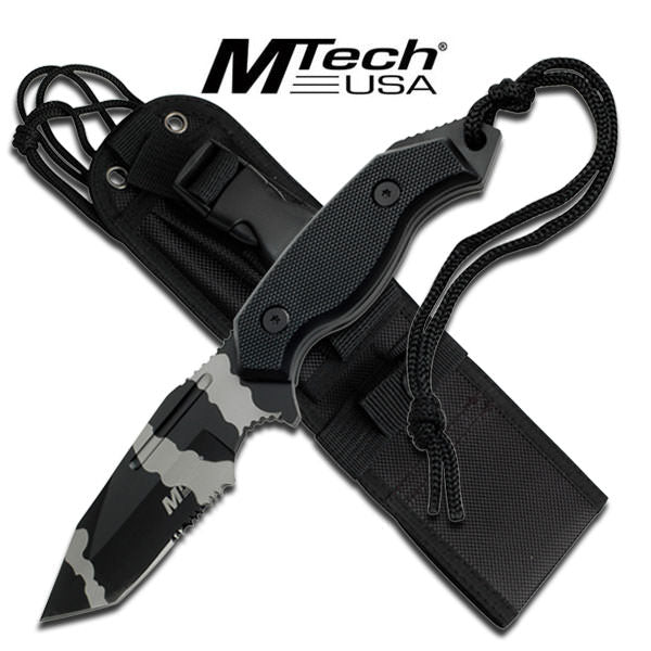 Urban Camo Finish 5MM Thick Tanto Blade Hunting Knife W/ Custom Sheath