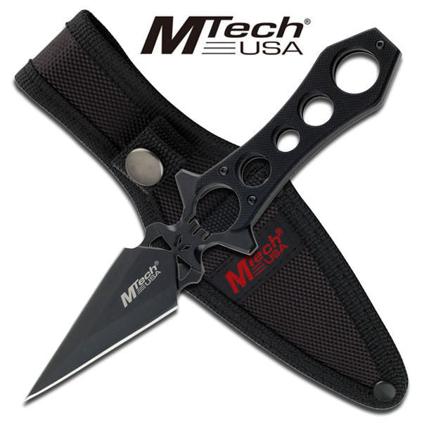 Mtech Skull Double Edge Dagger Fixed Blade Boot Knife With Sheath - TOPHATTER'S ARMORY DEALS