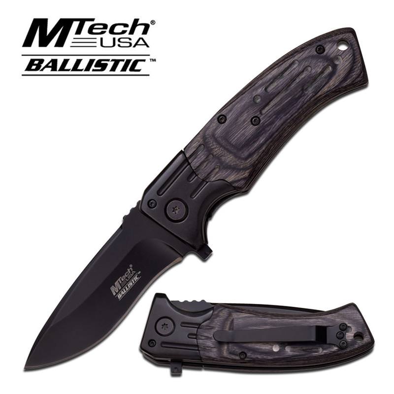 Mtech Black Wood Heavy Duty Spring Assisted Folding Pocket Knife - TOPHATTER'S ARMORY DEALS