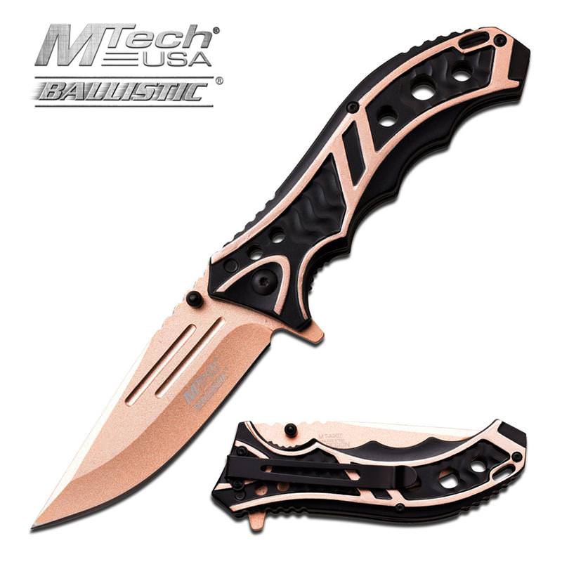 Mtech 3.5 Inch Closed Pearl Gold Blade Assisted Opening Folding Knife