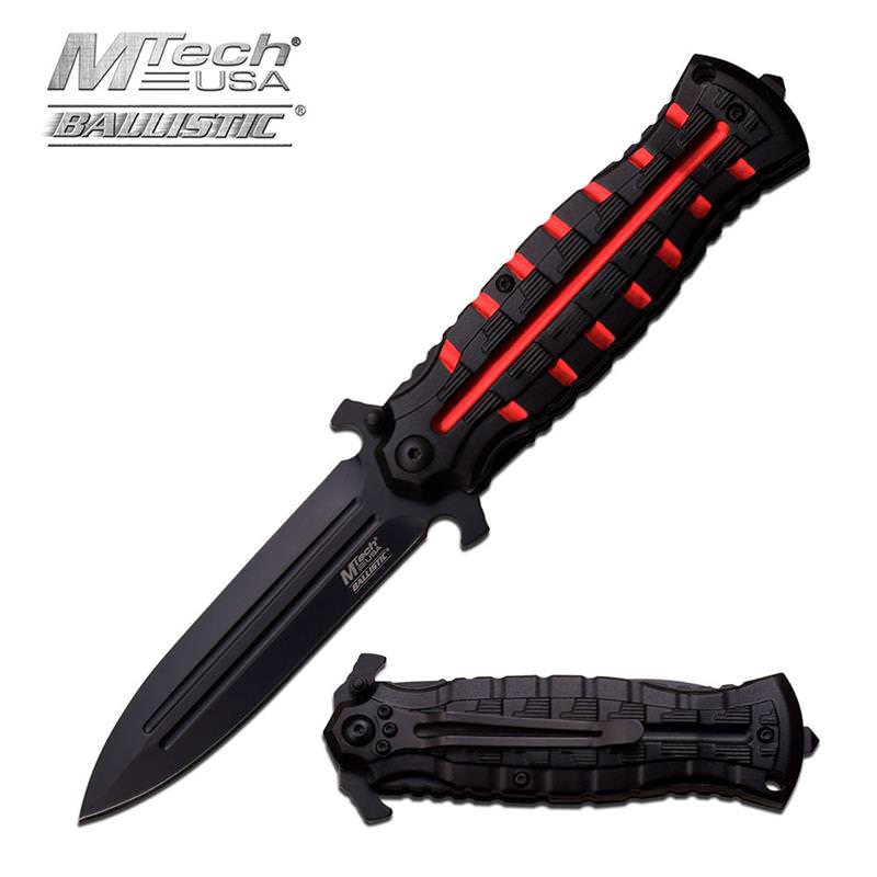 4.75 Inch Closed Red Dagger Style Spring Assisted Opening Knife